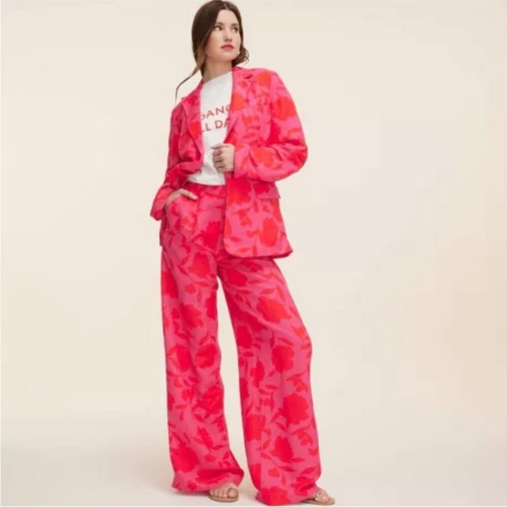 XS - Kate spade x target Floral Red Wide-Leg trouser Pants - Picture 3 of 6